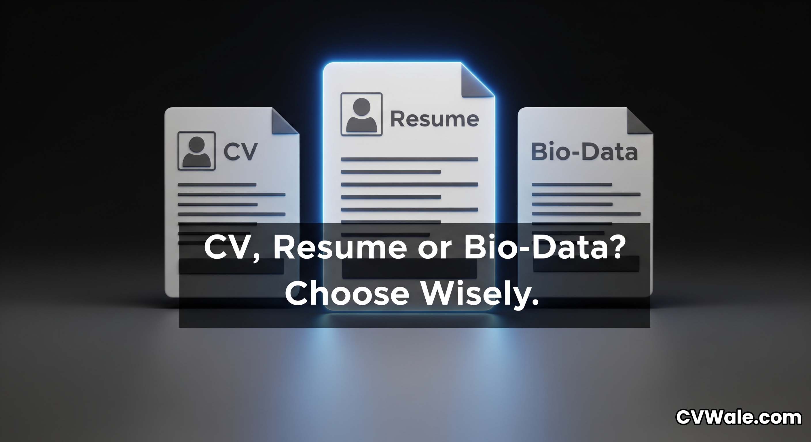 Infographic showing the difference between CV, Resume and Bio-data
