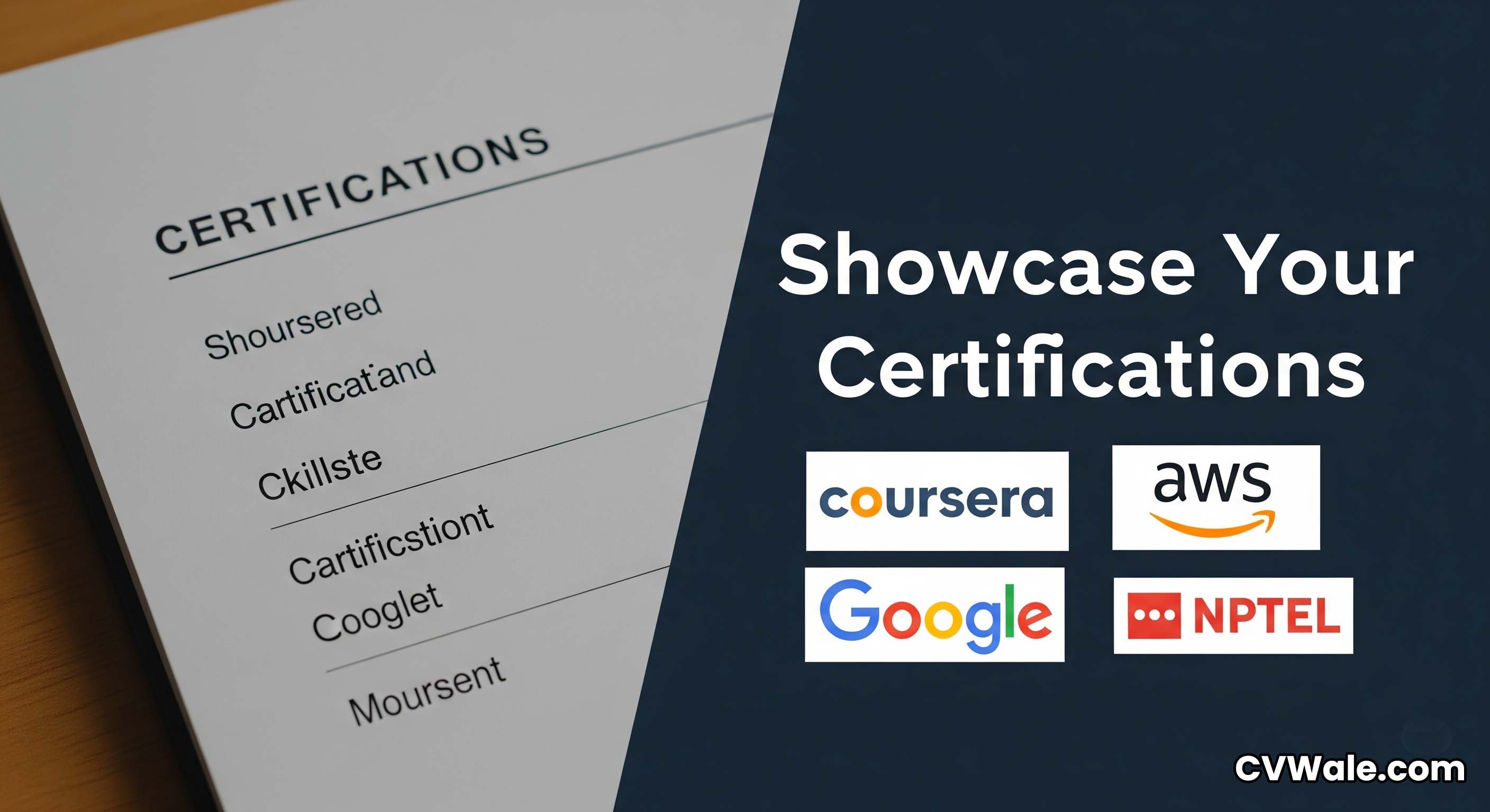 A professional CV with a 'Certifications' section highlighted.