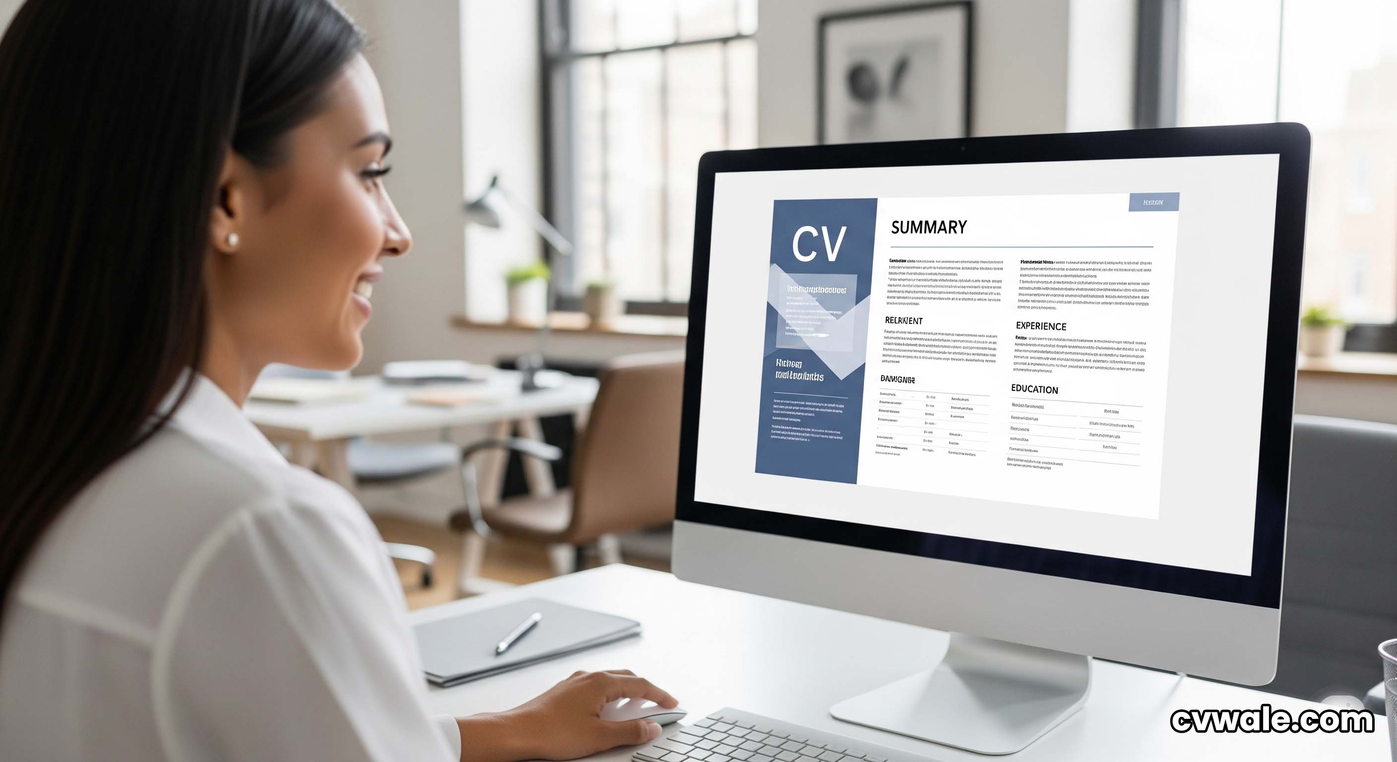 A recruiter looking pleased while reading a well-designed CV.