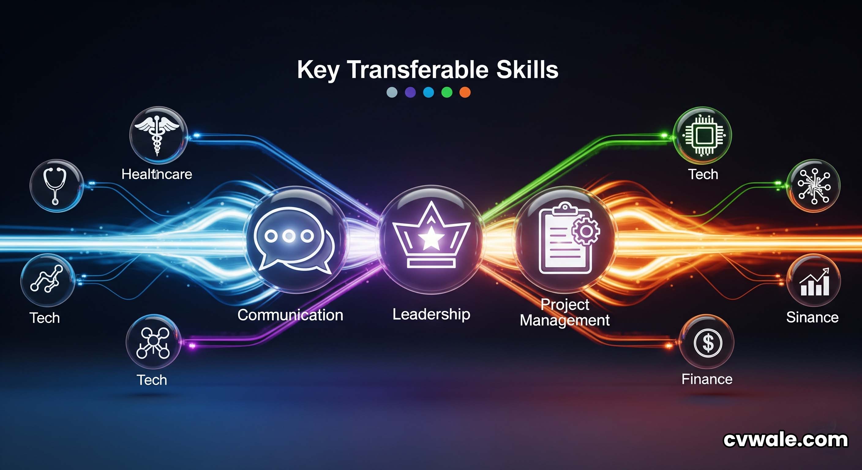 An infographic highlighting key transferable skills like leadership and communication.
