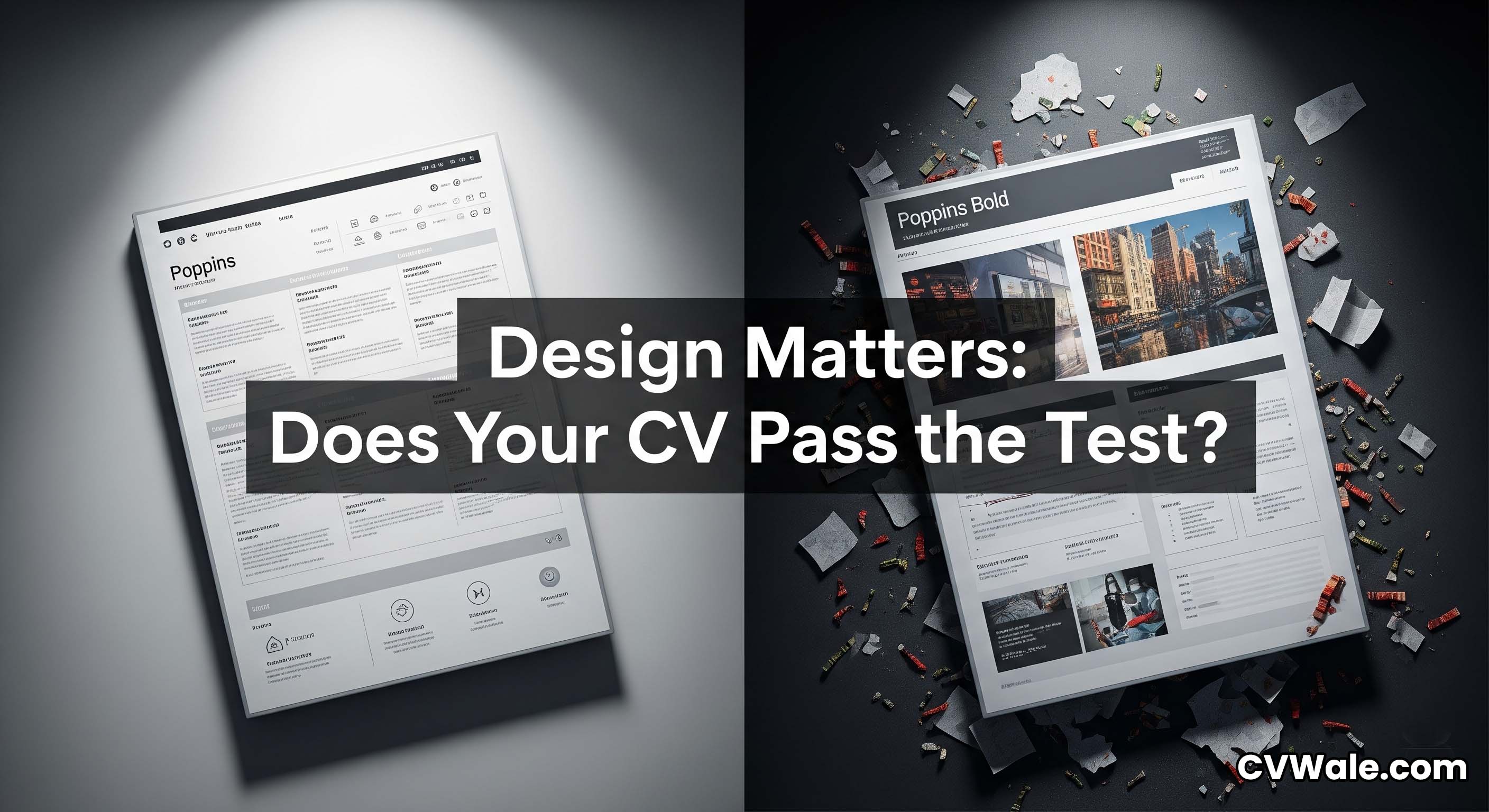 A side-by-side comparison of a cluttered CV and a clean, professional CV.