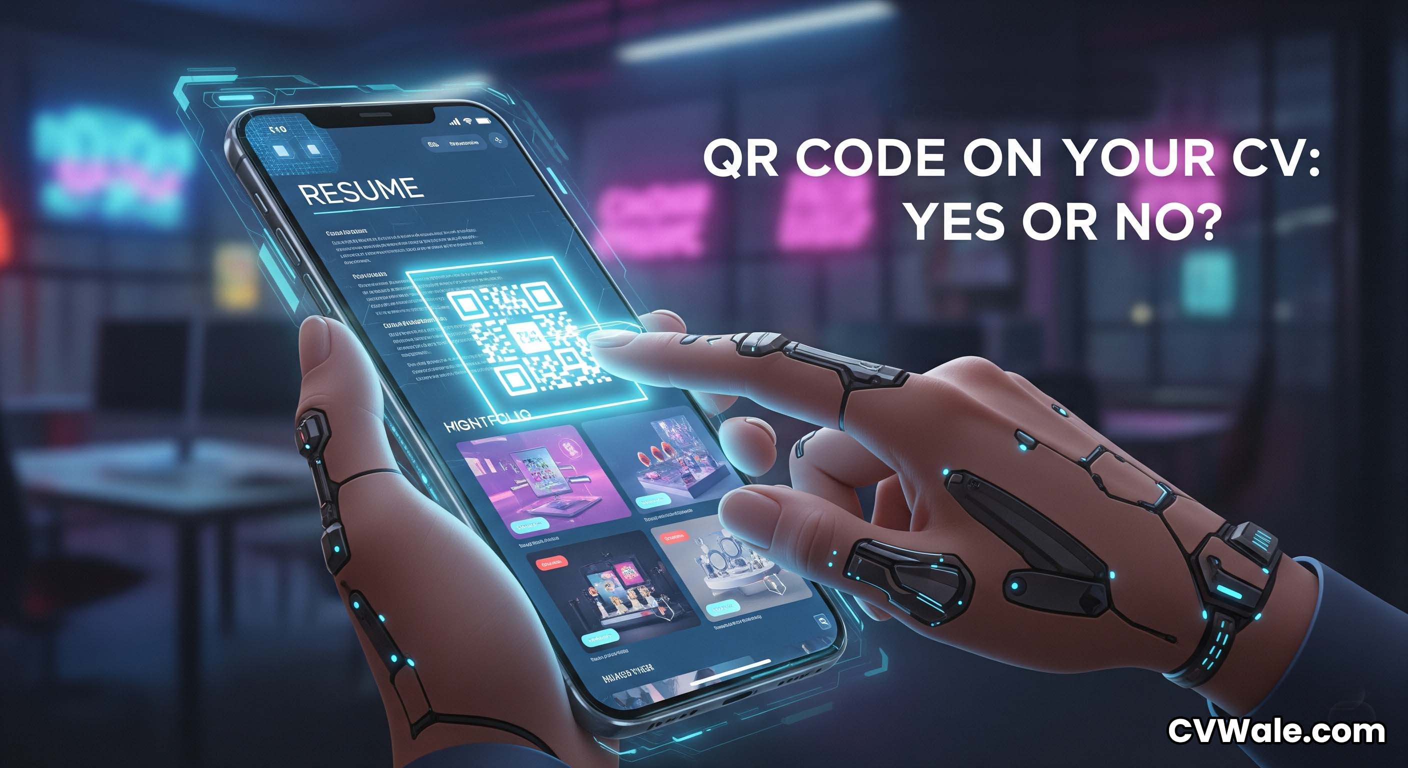 A modern CV design with a small, professional QR code.